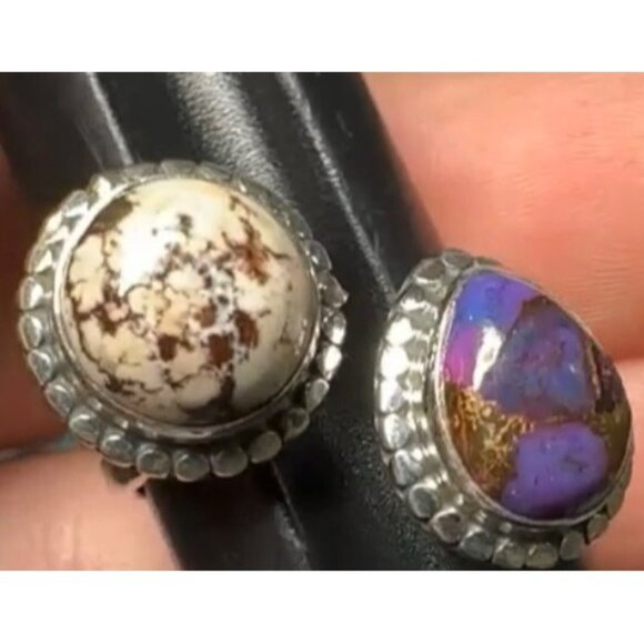 Wild Horse & Purple Mojave Turquoise Sterling Silver Bypass Ring Size 8.5 - Picture 5 of 6